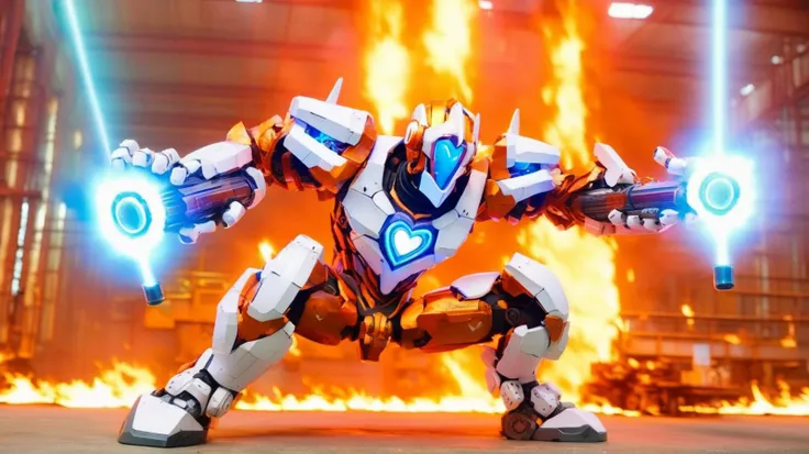 [(focused-eyed (((Zero))) deftly parrying laser shots], [with his Z-Saber alight]:1.1) (in the heart of a blazing factory, molten metal flows and robotic foes emerge, but Zero's unyielding spirit stands undeterred:1.3)