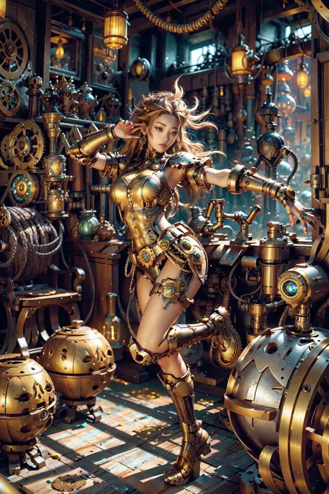 meccog, full shot, full body, Best quality, masterpiece, ultra high res, (photorealistic:1.4), absurdres,cinema lighting, (a best long shot photo of a mechanical girl),(koh_amberheard:0.9), insanely detailed face, fantasy scifi creature, hyper realistic, steampunk, intricate design, insanely detailed, fine details, <lora:Steampunkcog:0.8>,beautiful,pretty face,(dancing)