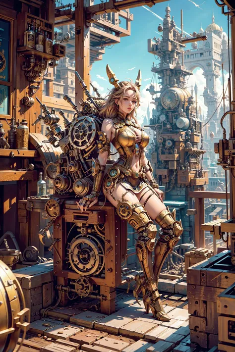 meccog, full shot, full body, Best quality, masterpiece, ultra high res, (photorealistic:1.4), absurdres,cinema lighting, (a best long shot photo of a mechanical girl),(koh_amberheard:0.9), insanely detailed face, fantasy scifi creature, hyper realistic, steampunk, intricate design, insanely detailed, fine details,   <lora:Steampunkcog:0.8>