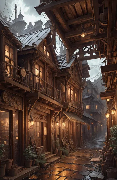 (by jeff lemire), art nouveau, old flimsy shabby steampunk townhouse, dark dungeon, stains, (high detailed skin:1.2), wires, hyperrealistic surrealism, realistic human figure, (sunlight on face, chinese han armor:0.5), masterpiece, night city street, {highres}, original design, (soft light), landscape with texture, goatee, fantasy theme, detailed face and eyes, forest, (detail fabric clothing ), long colored hair, (RAW photo, hdr) <lora:Steampunkcog:0.5>, architectural streets, city, intricate, low thunder clouds, emphasis on noir colors, background blur, cinematic lighting, trending on ArtStation, (extremely detailed CG unity 4k wallpaper), detailed face, (realistic: 1.3), hyper-realistic design, extremely detailed and beautiful aesthetic face, absurdres, teal eyes