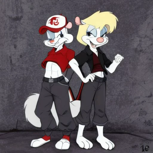 Minerva Mink (Animaniacs), <lora:DelinquentT-16:1>, DelinquentT, standing, hand on hip, best quality, masterpiece, highres