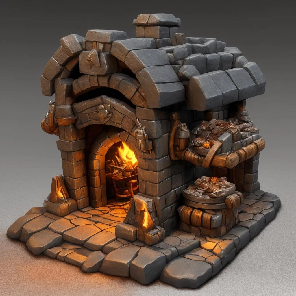 extreme close up of dwarven blacksmith forge