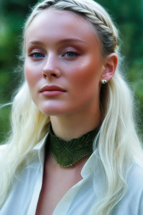 a photo of (((medium body))) a young woman ZaraLarsson01, halo braid, upper body, photograph by peter jackson, style of lord of the rings, big collar, arms on waist <lora:ZaraLarsson01-000005:1>, <lora:add_detail:1>, Photorealistic, Hyperrealistic, Hyperdetailed, analog style, detailed skin, matte skin, soft lighting, subsurface scattering, realistic, heavy shadow, masterpiece, best quality, ultra realistic, 8k, golden ratio, Intricate, High Detail, film photography, soft focus, RAW candid cinema, 16mm, color graded portra 400 film, remarkable color, ultra realistic, textured skin, remarkable detailed pupils, realistic dull skin noise, visible skin detail, skin fuzz, dry skin, shot with cinematic camera, detailed skin texture, (blush:0.5), (goosebumps:0.5), subsurface scattering