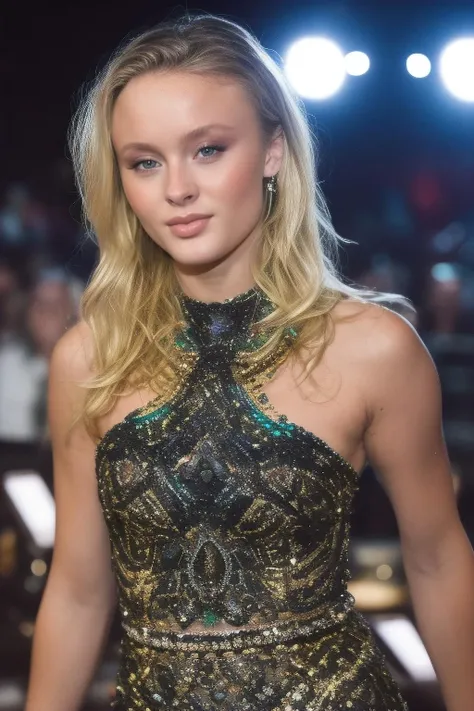 medium body of enthusiastic woman (zaralarsson01) on concert stage, fit, frequent lashes, regular lashes, closeup portrait, (black bodycon outfit, bare shoulders, round collar), (singing a song on stage), (arms spread, spread out, her arms outstretched), (masterpiece:1.5) (photorealistic:1.1) (bokeh) (best quality)(intricate) (8k) (HDR) (wallpaper) (cinematic lighting) (sharp focus),  hdr, (vivid atmosphere), RAW candid cinema, 16mm, color graded portra 400 film, remarkable color, ultra realistic, textured skin, remarkable detailed pupils, realistic dull skin noise, visible skin detail, skin fuzz, dry skin, shot with cinematic camera,  <lora:ZaraLarsson01-000005:1>, classical music orchestra background, front view, straight on, at night, wide angle