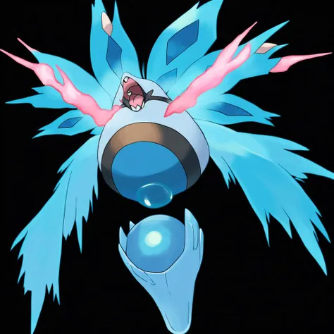 <lora:pokemon_pony_xl:0.6>, Type: Electric, Type: Flying Egg Group: Not obtainable The monster's heartbeat sends out a Blue pulse visible under its skin a beacon of life in the darkness,Its whiskers are highly sensitive and can detect the slightest changes in air currents,The creature's laugh produces Blue bubbles that pop with tiny sparks a delightful yet unexpected defense mechanism,The creature's yawn releases a Magenta fog, known to induce sleepiness in those who inhale it.,The animal's heartbeat produces a Red glow that can be seen through its chest, rhythmically pulsing in the dark.,The monster's underbelly glows with a soft Cyan light, visible only during the night, guiding its path in the darkness,The Pokémon's nostrils flare when it's angry, releasing plumes of Ice smoke,The monster has a unique ability to change its body's density, becoming ethereal to pass through obstacles,The creature's feet are webbed, suggesting an affinity for aquatic environments,The animal's skin can absorb Black light and release it slowly over time glowing softly in the dark, score_9, score_8_up, score_7_up, score_6_up, score_5_up, score_4_up. Simple black background, (Masterpiece:1.3) (best quality:1.2) (high quality:1.1)