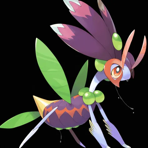 <lora:pokemon_pony_xl:0.6>, Type: Electric, Type: Bug Egg Group: Bug Eyes that glow faintly in the dark, revealing hidden depths of wisdom and untold secrets,The monster's saliva can solidify into Maroon strands, which it uses to build nests or trap prey.,A dance that stirs the air, creating patterns of light and shadow that tell ancient tales,Its wingtips are adorned with Purple feathers that produce a melodic sound when in flight,Its paws leave yellow (orange:0.8) prints that glow in the dark, leading the lost back to safety,Its skin can change texture to mimic its surroundings, providing camouflage,Each of the creature's hairs is tipped with a microscopic Magenta barb, providing defense against small attackers,Its tears turn into Green pearls upon touching the ground a rare and precious byproduct of its sorrow,It can clap its hands creating a Green shockwave that stuns prey and predators alike,The animal's stride is graceful, each step a testament to its noble heritage and untamed spirit, score_9, score_8_up, score_7_up, score_6_up, score_5_up, score_4_up. Simple black background, (Masterpiece:1.3) (best quality:1.2) (high quality:1.1)