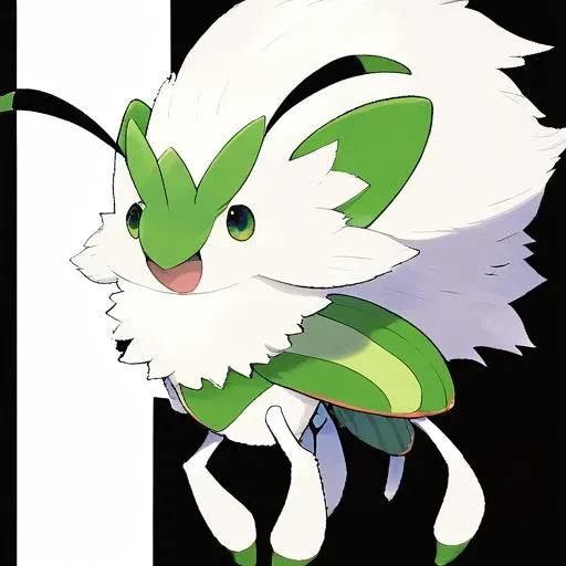 <lora:pokemon_pony_xl:1.0>, Type: Bug, Type: Bug Egg Group: Ditto Its ears can swivel independently, capturing sounds from all directions to pinpoint the location of threats or prey,The animal's whiskers are White and luminescent, flickering in patterns that communicate complex messages.,It has a distinctive Green patch on its chest that is hot to the touch, indicating its Dragon nature,Around its neck is a thick mane made of White fur, giving it a majestic appearance,The animal's back legs have elastic tendons, allowing it to leap great distances, score_9, score_8_up, score_7_up, score_6_up, score_5_up, score_4_up, (Masterpiece:1.3) (best quality:1.2) (high quality:1.1)