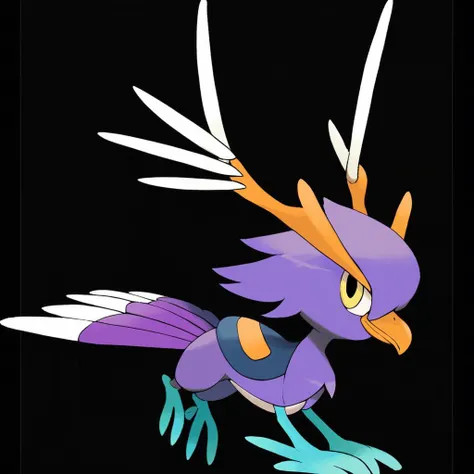 <lora:pokemon_pony_xl:0.6>, Type: Water, Type: Fighting Egg Group: Ditto The creature's yelps are accompanied by a Black echo that can alter the mood of those who hear it,Its tongue is forked, allowing it to sense chemicals in the air and track its prey,The creature's feathers are tipped with a Purple dust that trails behind it in flight creating mesmerizing patterns,A tail that sways like a pendulum, keeping the rhythm of time and the balance of the world,It has a Purple tuft at the end of its tail that it uses to spread its scent and mark its territory.,The creature's gaze holds the depth of the universe, a window to the mysteries beyond the known,The creature's footfalls cause the earth to hum with a Silver melody harmonizing with the natural world,The creature's belly is segmented, allowing it to expand after a large meal or contract during periods of scarcity,Its beak is curved and Cyan, specialized for extracting its favorite food from hard-to-reach places,Its antlers are a forest in miniature, hosting a myriad of life and whispering the secrets of the earth, score_9, score_8_up, score_7_up, score_6_up, score_5_up, score_4_up. Simple black background, (Masterpiece:1.3) (best quality:1.2) (high quality:1.1)
