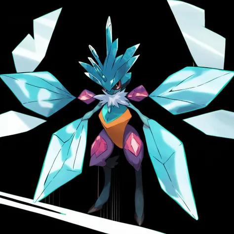 <lora:pokemon_pony_xl:0.7>, Type: Ground, Type: Ice Egg Group: Ditto The animal's mane can stand on end, each hair ending in a Magenta tip that can conduct Bug energy.,The monster's lower jaw is detachable, allowing it to consume large prey items with ease,Its hind limbs contain pockets of Fire gas, enabling brief bouts of flight,Its veins pulse with a Cyan light visible beneath its translucent skin a map of its life force,Its hide is patterned with Magenta swirls that shift slowly, mesmerizing anyone who gazes upon them.,It possesses a retractable yellow (orange:0.8) crest that it raises to intimidate opponents or to signal its readiness for battle,The creature's yawn releases a Indigo fog, known to induce sleepiness in those who inhale it.,The monster's breath can crystallize into Black shards in cold temperatures, creating a dazzling but dangerous display.,The monster's wings beat silently but leave a trail of Green sparkles that linger in the air,On its chest is a gemstone that absorbs sunlight and converts it into energy, score_9, score_8_up, score_7_up, score_6_up, score_5_up, score_4_up. Simple black background, (Masterpiece:1.3) (best quality:1.2) (high quality:1.1)