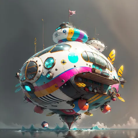 <lora:kCuteTank-000005:.9> kCuteT4nk colorful hovercraft