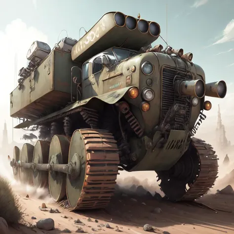 <lora:kCuteTank-000005:.9> kCuteT4nk battle truck