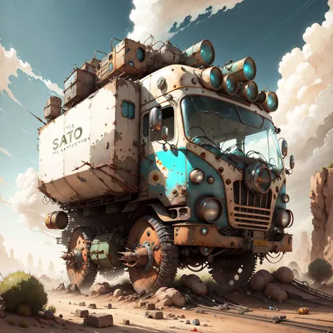 concept art <lora:kCuteTank-000005:.9> kCuteT4nk glass truck