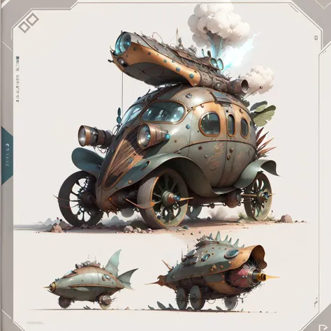 concept art <lora:kCuteTank-000005:.9> kCuteT4nk biological car