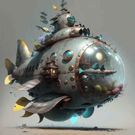 concept art <lora:kCuteTank-000005:.9> kCuteT4nk stealthy submarine