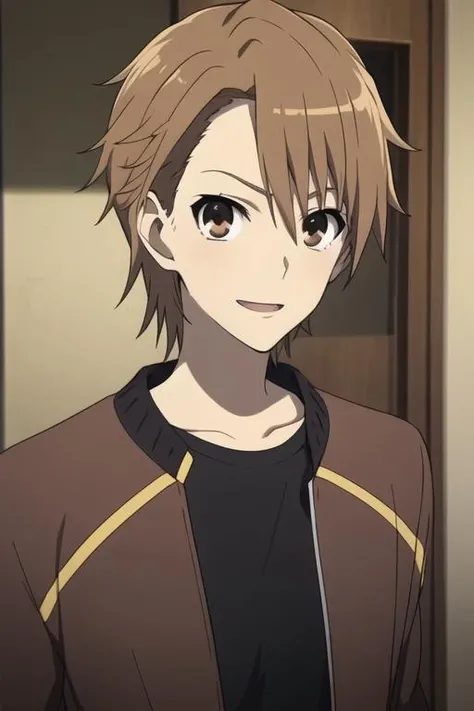masterpiece, best quality, high quality, 1boy, solo, male focus, looking at viewer, upper body, <lora:teshigawara_naoya:0.72>, teshigawara_naoya, brown hair, brown eyes,