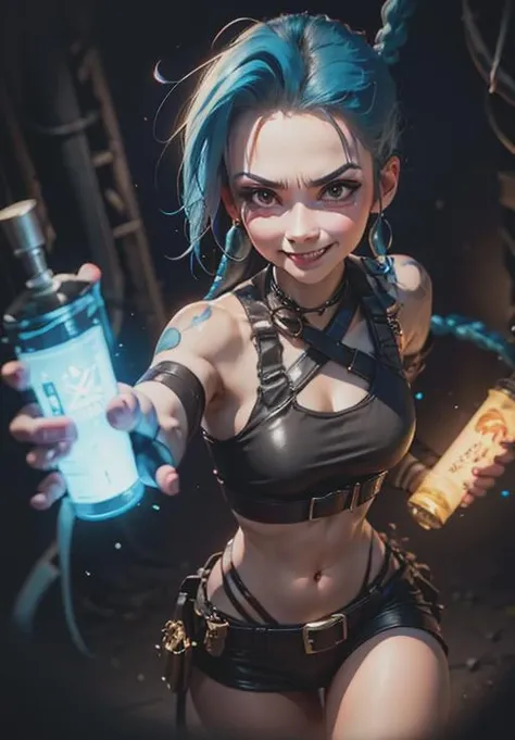 <lora:jinx:0.8>, jinx, smirk, portrait,, (acclaimed, alluring, captivating, exciting, gorgeous, striking:1.3)