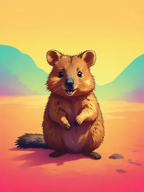 quokka, solo, gradient_background, <lora:niniv2:0.7>