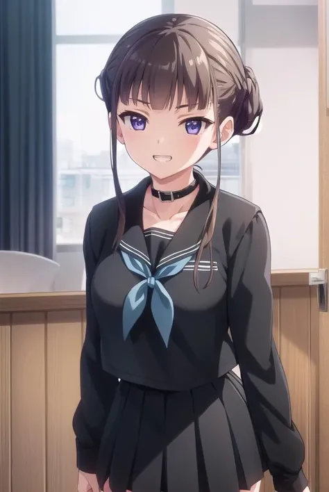 nemumanaka, <lora:nemu manaka ova-lora-nochekaiser:1>,
nemu manaka, brown hair, sidelocks, (purple eyes:1.1), smile, grin,
BREAK skirt, thighhighs, long sleeves, school uniform, serafuku, choker, black thighhighs, black skirt, collar, zettai ryouiki, black serafuku,
BREAK indoors, classroom,
BREAK looking at viewer, (cowboy shot:1.5),
BREAK <lyco:GoodHands-beta2:1>, (masterpiece:1.2), best quality, high resolution, unity 8k wallpaper, (illustration:0.8), (beautiful detailed eyes:1.6), extremely detailed face, perfect lighting, extremely detailed CG, (perfect hands, perfect anatomy),