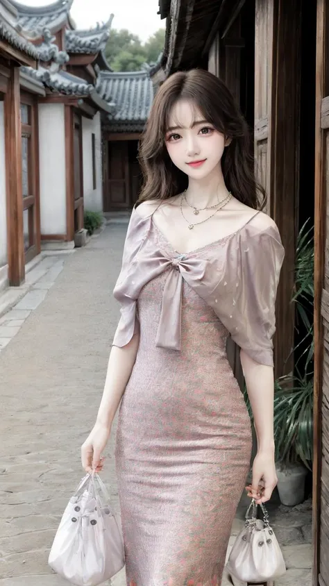 (best quality),[masterpiece],((beautiful:0.75) cute girl:0.75),long hair,knees up,necklace,jewelry,looking at viewer,front lens,ancient Chinese town,ancient Chinese building,dusk,sunshine,chinese garden,
<lora:add_detail:0.8>,
<lora:evening dress S7:0.75> dress