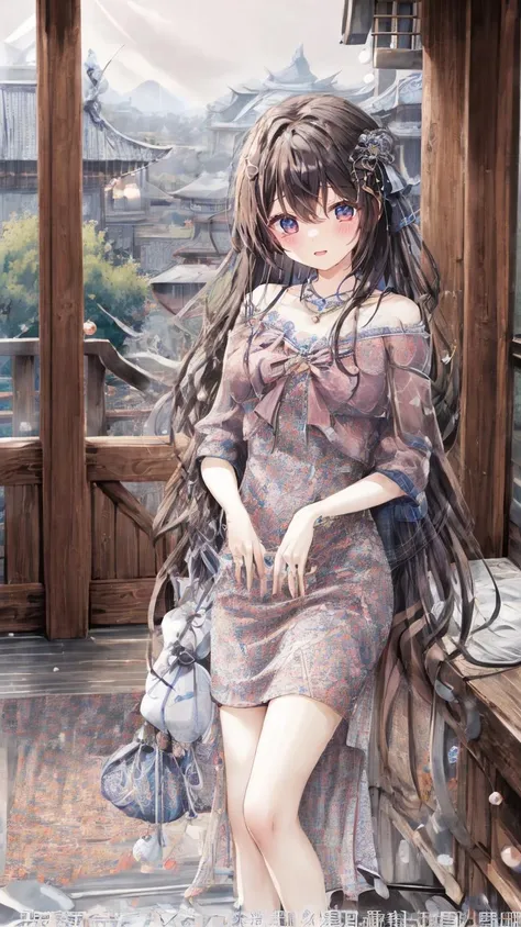 (best quality),[masterpiece],((beautiful:0.75) cute girl:0.75),long hair,knees up,necklace,jewelry,looking at viewer,front lens,ancient Chinese town,ancient Chinese building,dusk,sunshine,chinese garden,
<lora:add_detail:0.8>,
<lora:evening dress S7:0.75> dress