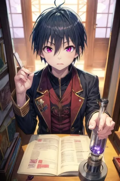 nai (((Exquisite squinting))), (((smiling eyes))), (((face covered with blood))),book in hand,Bible, moonlight, blood, long black hair,messy hair,messy clothes, middle-aged male, glasses, glowing glasses, reflective lenses, black suit, squinting, teacher, slender body, thin face, plain expression, calm, calm, emotionless and serious.