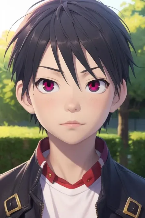 masterpiece, best quality, photorealistic, 1boy, solo, male focus, looking at viewer, upper body, , <lora:arata_kasuga:0.70>, arata_kasuga, black hair, purple eyes, red eyes, , , 16k resolution