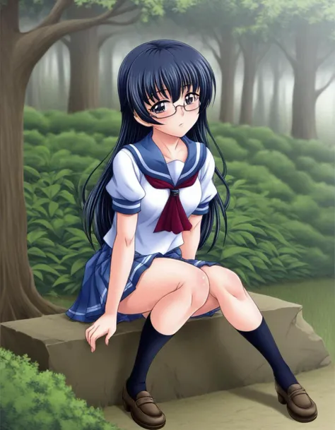 <lora:lcm-animaginexl-3_1:1> masterpiece, best quality, very aesthetic, absurdres,1girl,serafuku,long black hair, semi-rimless eyewear,
, wariza, sitting,
<lora:MIZUKI_PONYXL:1>