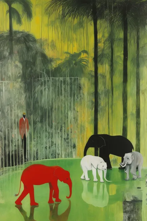 <lora:Peter Doig Style:1>Peter Doig Style - Peter doig painting of a zoo