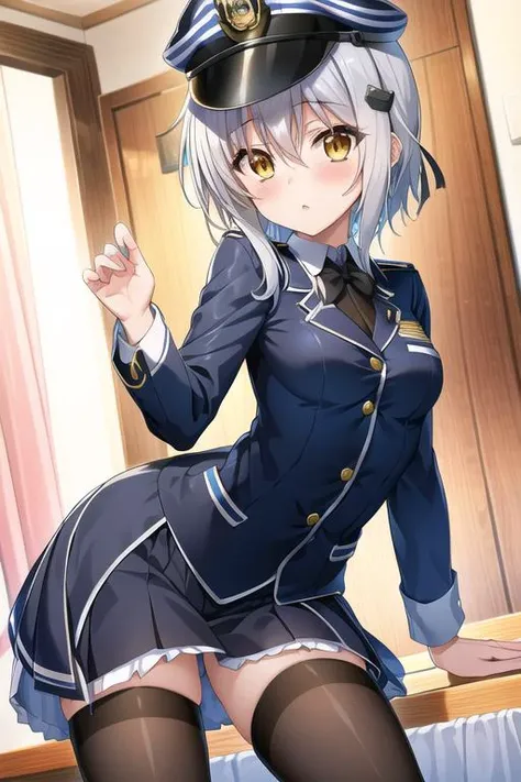 Koneko Toujou (DXD), 1girl, police uniform, police hat, policewoman, small breasts,