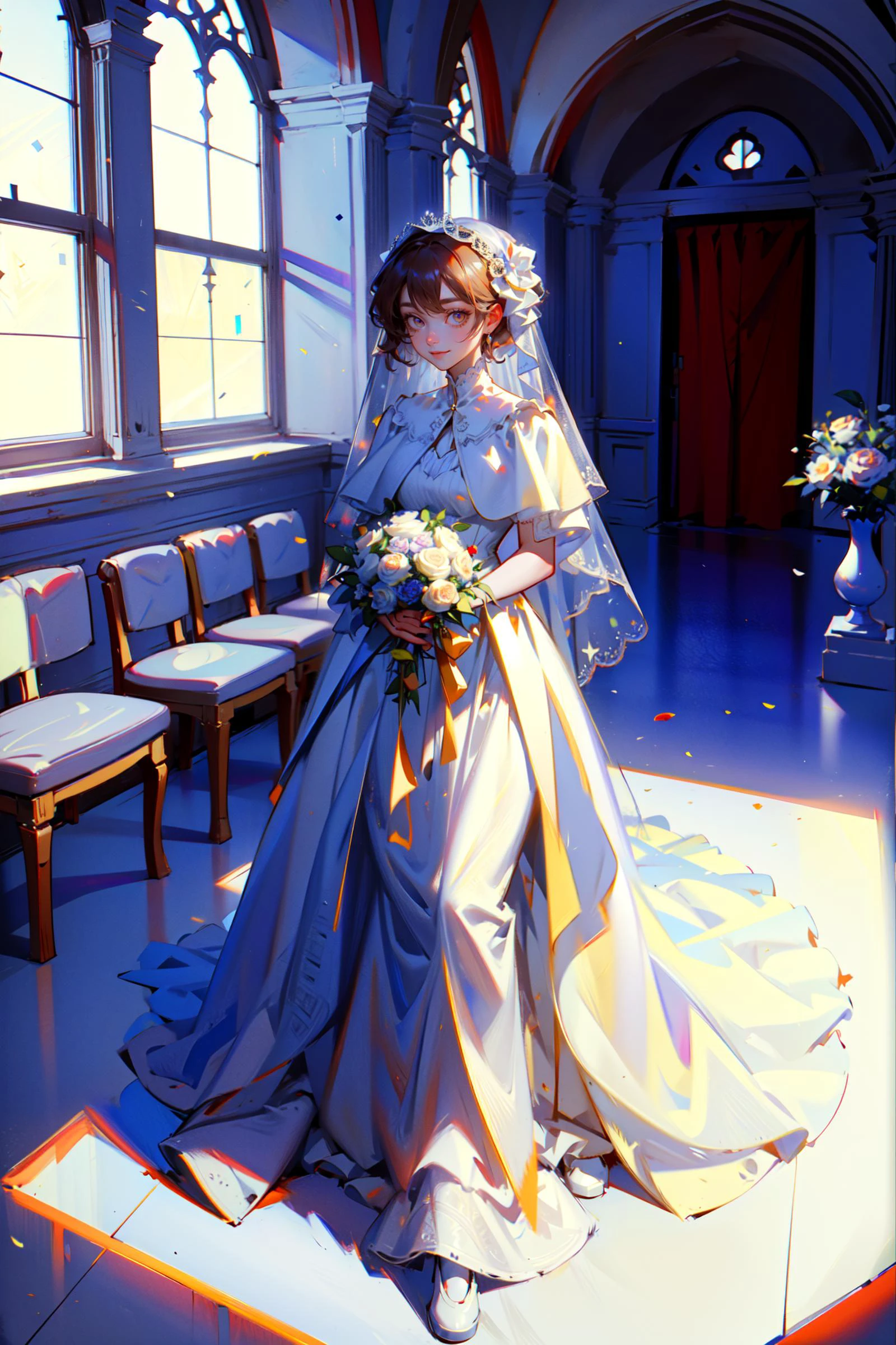 ((best quality, masterpiece, absurdres, super-resolution)) pr1mary, white wedding dress, down the aisle <lora:PRIMARY-CORE_v1.0:1>