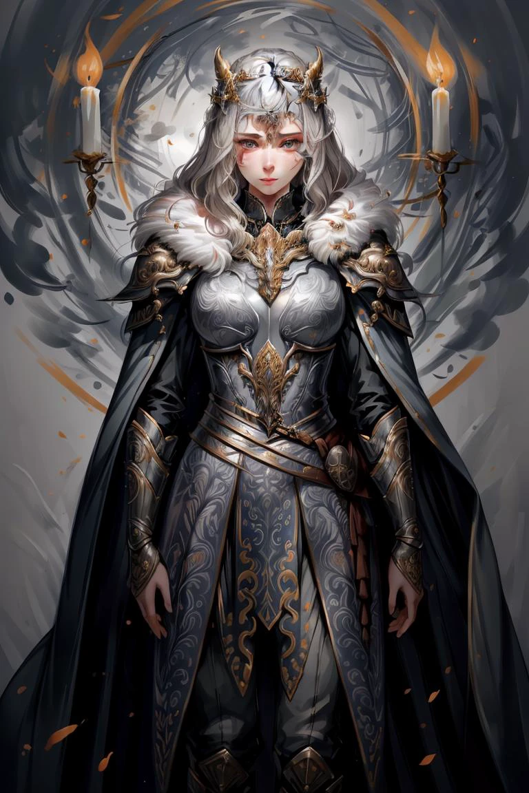 a profestional picutre of 1man, warrior in metal armor, cape, fur_trim, armor <lora:GOT-Armor:0.7> , Candlelit Ritual: Description: In a dimly lit chamber, the cultist stands before a sigil drawn on the floor. They hold a lit candle in one hand and a dagger in the other. Their voice chants eerie incantations, and the flickering candlelight casts eerie shadows that dance with the energy of the ritual. , camera angle perspective and very wide shot,
photorealism,unreal 5 daz,perfectly drawed hands,perfectly drawed face,perfect body,extremely detailed artgerm greg rutkowski greg,((ultrasharp)),((masterpiece)),((best quality)),((ultradetailed)),((intricated details)),ultradetailed character,detailed face,intricated face details,<lyco:GoodHands-beta2:1>,extremaly detailed background,perfectly detailed face,character focus,intricated details of face,fFaceDetail <lora:add_detail:0.7> ultra realistic,32k,RAW photo,(high detailed skin:1.2),8k uhd,dslr,soft lighting,high quality,film grain, beautiful and aesthetic,extremely detailed