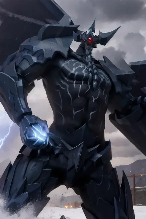 <lora:Obelisk_YGO-10:1.5>,obelisk_ygo,wings,clenched hand,monster,electricity,lightning,digimon (creature),rain,Storm,snow, <lora:Elixir:2> <lora:Cave_P:0> <lora:CAVE_LIFE:0>,