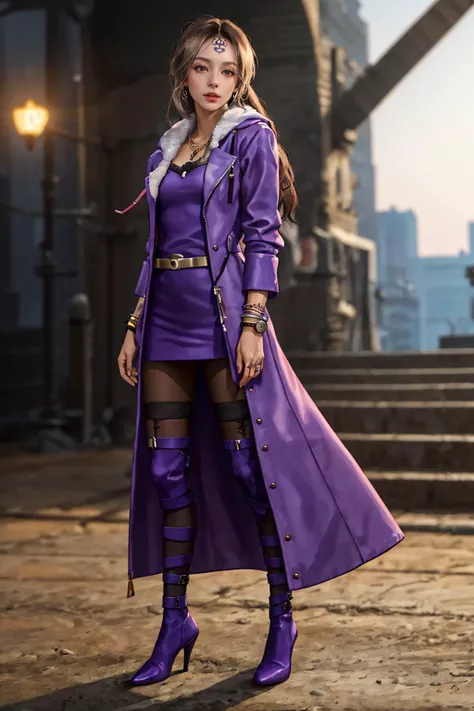highres,absurdres,masterpiece,best quality,original,extremely detailed CG,extremely detailed wallpaper,perfect lighting,looking at viewer,bare hands,standing on stage,1girl,blurry background,
<lora:S-Force_Pla-Tina_v1:0.7>, S-Force_Pla-Tina,microdress,pantyhose,leg tattoo,purple legwear,jacket,open jacket,belt,forehead mark,