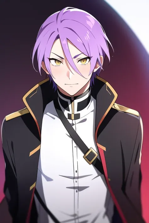 <lora:JuliusJuukulius:1>, JuliusJuukulius, 1boy, standing,  purple_hair, yellow eyes, male focus, solo,