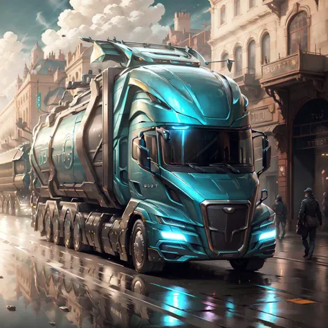 <lora:BugattiAI:0.9> BugattiAI truck on road