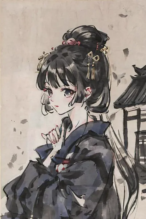 shukezouma, girl, woman, lanten, temple, negative space, shuimobysim, (Minimalism:1) , <lora:shuimobysimV3:0.9> <lora:shu:1>