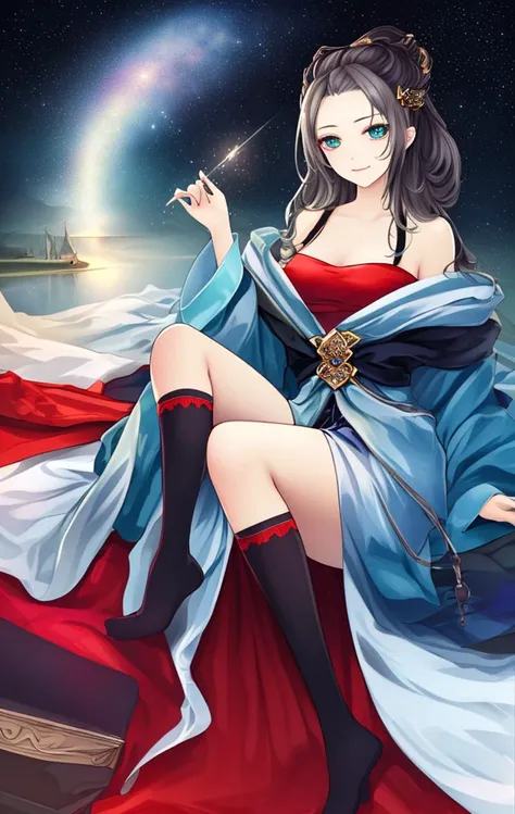 ((masterpiece)),(((bestquality))),((ultra-detailed)),((illustration)),((disheveledhair)),beautifuldetailedeyes,(1girl:1.2),(solo),dynamicangle,darkmagiciangirl,(blackkneehighs:1.1),(starrytornado:1.4),starryNebula,((frills)),beautifuldetailedsky,beautifuldetailedeyes,evilsmile,expressionless,hairsbetweeneyes,whitehair,pleatedskirt,((disreveledhair))