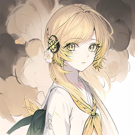 masterpiece, best quality,
1girl,portrait, +(yellow hair:1.9)+,//(green eyes:1.2)//,short hair,Wavy hair,//green colored inner hair//,small breasts,
(white serafuku:1.5),cyberpunk
