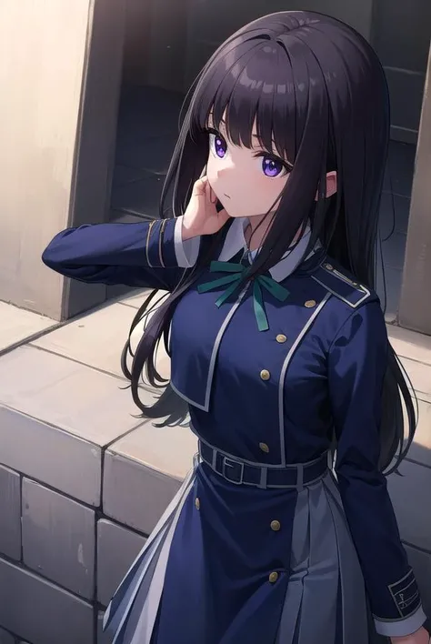takinainoue, <lyco:takinainoue-lyco-nochekaiser:1>,
inoue takina, long hair, bangs, black hair, (purple eyes:1.2),
BREAK shirt, long sleeves, dress, ribbon, school uniform, white shirt, collared shirt, belt, neck ribbon, blue dress, green ribbon, pleated dress, grey dress, two-tone dress, blue belt, lycoris uniform,
BREAK looking at viewer, (cowboy shot:1.5),
BREAK outdoors, city,
BREAK <lyco:GoodHands-beta2:1>, (masterpiece:1.2), best quality, high resolution, unity 8k wallpaper, (illustration:0.8), (beautiful detailed eyes:1.6), extremely detailed face, perfect lighting, extremely detailed CG, (perfect hands, perfect anatomy),