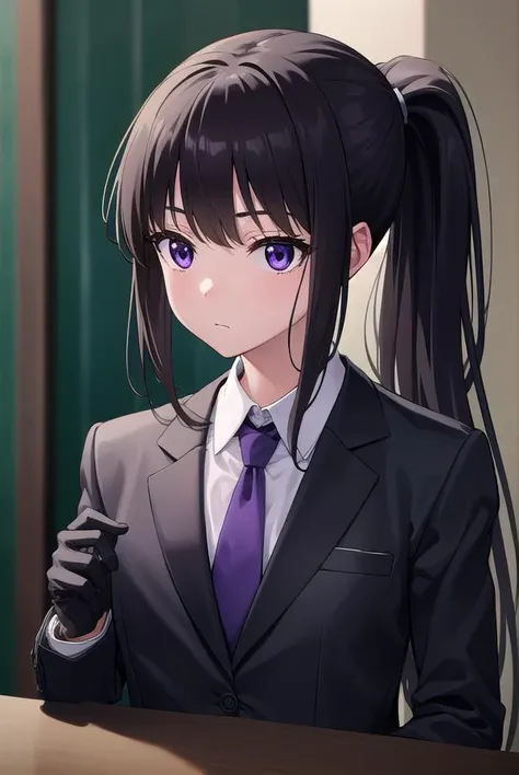 takinainoue, <lyco:takinainoue-lyco-nochekaiser:1>,
inoue takina, long hair, bangs, ponytail, black hair, (purple eyes:1.2),
BREAK gloves, long sleeves, jacket, necktie, black gloves, collared shirt, belt, pants, vest, black jacket, black pants, formal, suit, red necktie, headset, black suit, earpiece,
BREAK looking at viewer, (cowboy shot:1.5),
BREAK indoors, restaurant,
BREAK <lyco:GoodHands-beta2:1>, (masterpiece:1.2), best quality, high resolution, unity 8k wallpaper, (illustration:0.8), (beautiful detailed eyes:1.6), extremely detailed face, perfect lighting, extremely detailed CG, (perfect hands, perfect anatomy),
