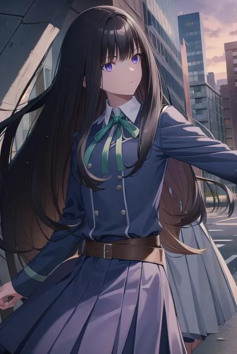 takinainoue, <lyco:takinainouechickeiii-lyco-nochekaiser:1>,
inoue takina, long hair, bangs, black hair, (purple eyes:1.2),
BREAK shirt, long sleeves, dress, ribbon, school uniform, white shirt, collared shirt, belt, neck ribbon, blue dress, green ribbon, pleated dress, grey dress, two-tone dress, blue belt, lycoris uniform,
BREAK looking at viewer, (cowboy shot:1.5),
BREAK outdoors, city,
BREAK <lyco:GoodHands-beta2:1>, (masterpiece:1.2), best quality, high resolution, unity 8k wallpaper, (illustration:0.8), (beautiful detailed eyes:1.6), extremely detailed face, perfect lighting, extremely detailed CG, (perfect hands, perfect anatomy),