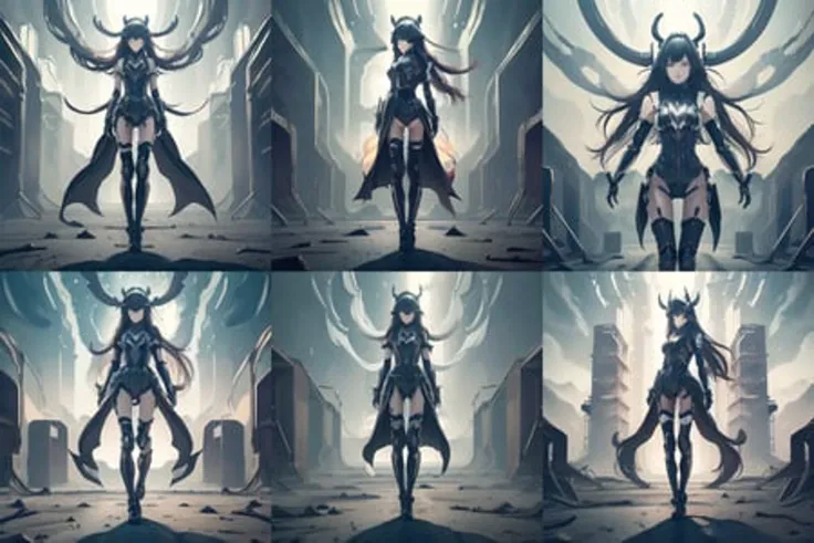 black_mechanical arms,
pureerosface_v1,
cleavage, long long hair,
1girl, white_hair,full body,
fantasy,
<lora:1MbLORATrainedIn5MinsThatDoes_1:0.9>
standing in front of a (magical:1.2) land, (vibrant, colourful, color,), (8k, best quality, masterpiece:1.2), ultra-detailed, Masterpiece, realistic lighting,masterpiece, best quality, masterpiece,best quality,official art,extremely detailed CG unity 8k wallpaper,, mecha musume, headgear, mechanical arms, <lora:aMechaMusumeA_v1:0.8>,