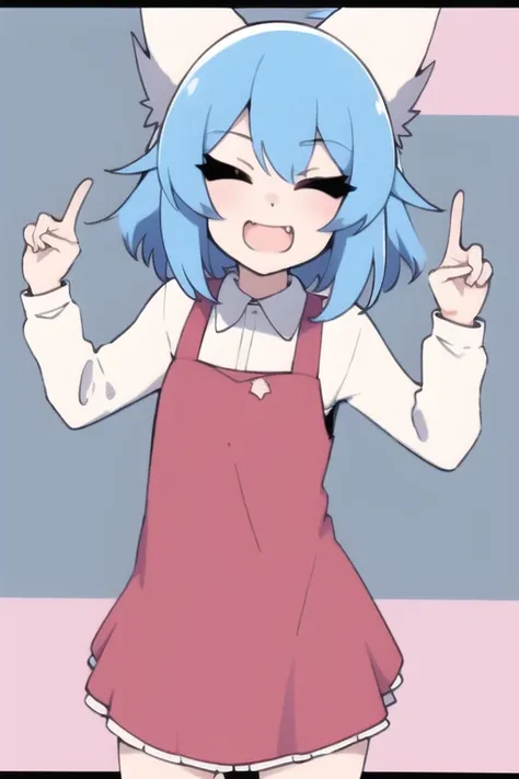 <lora:wolfychuv1:1>, wolfychu, Wolfychu, 1girl, solo, screenshot, dynamic, winking, peace sign