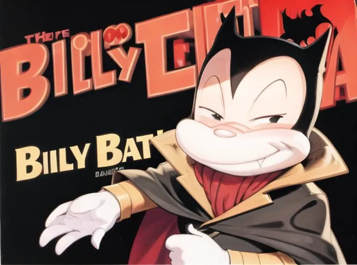 <lyco:Billybat3-08:0.7> Billybat3, solo, looking at viewer, smile, gloves, 1boy, upper body, male focus, white gloves, cape, black eyes, english text, copyright name