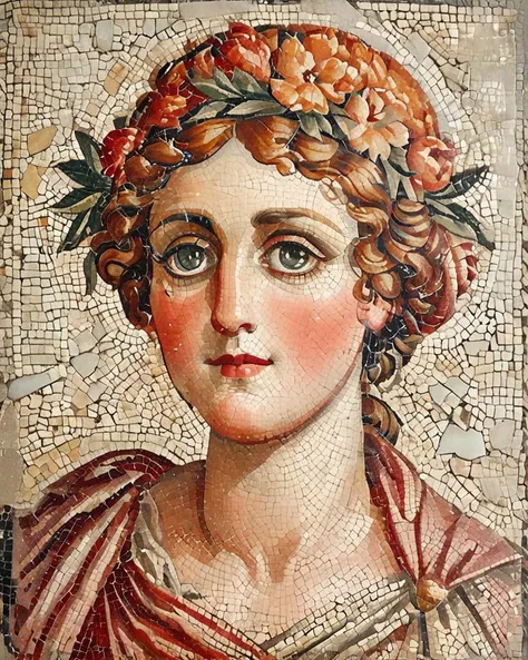 cinematic lighting, "Feed", Gerda Wegener, glittering, contest winner, Mary Bradish Titcomb, Amaro, <lora:Roman_Mosaic:1>