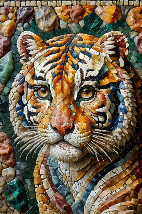 <lora:ral-ntrgmstn-sdxl:0.9>,<lora:Roman_Mosaic:0.8>,a highly detailed pastel oil painting of ral-ntrgmstn roman mosaic of tiger,, (masterpiece, best quality, high quality, highres, ultra-detailed),