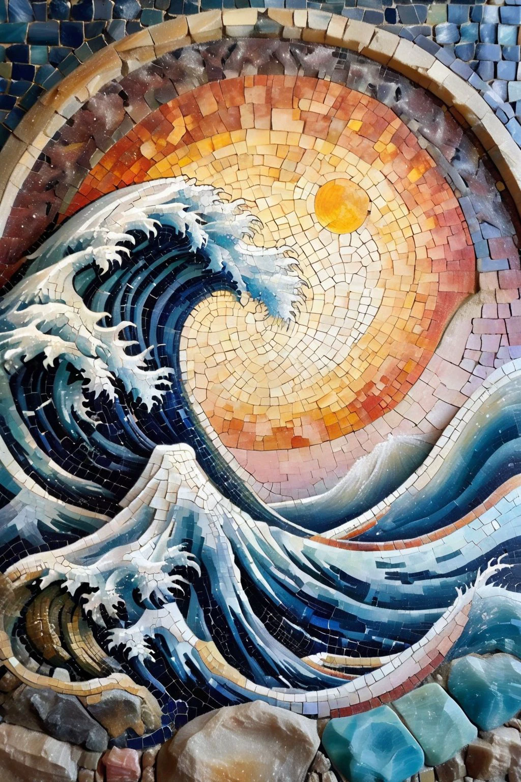 <lora:ral-ntrgmstn-sdxl:0.9>,<lora:Roman_Mosaic:0.8>,a highly detailed pastel oil painting of ral-ntrgmstn roman mosaic of The Great Wave off Kanagawa,, (masterpiece, best quality, high quality, highres, ultra-detailed),