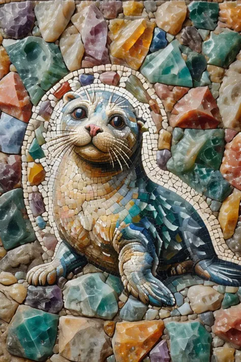 <lora:ral-ntrgmstn-sdxl:0.9>,<lora:Roman_Mosaic:0.8>,a highly detailed pastel oil painting of ral-ntrgmstn roman mosaic of seal,, (masterpiece, best quality, high quality, highres, ultra-detailed),