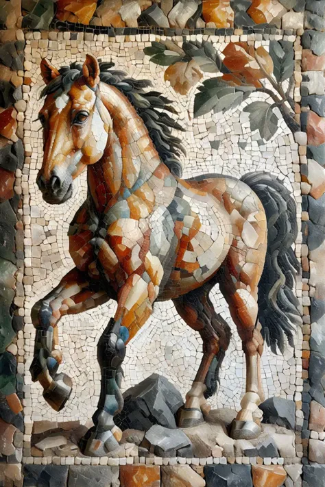 <lora:ral-ntrgmstn-sdxl:0.9>,<lora:Roman_Mosaic:0.8>,a highly detailed pastel oil painting of ral-ntrgmstn roman mosaic of A horse with raised front hooves,, (masterpiece, best quality, high quality, highres, ultra-detailed),