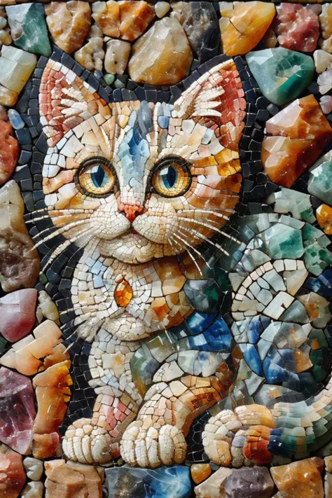 <lora:ral-ntrgmstn-sdxl:0.9>,<lora:Roman_Mosaic:0.8>,a highly detailed pastel oil painting of ral-ntrgmstn roman mosaic of cat, (masterpiece, best quality, high quality, highres, ultra-detailed),